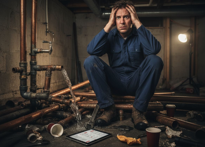 stressed plumber